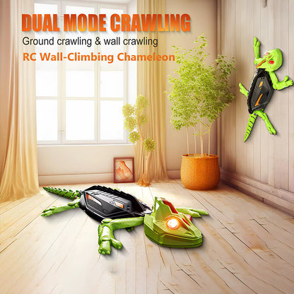 Wall Climbing RC Gecko Toy, Rechargeable Remote Control Lizard with LED Eyes, Dual Mode for Floor & Wall, Gift for Kids Boys 3+